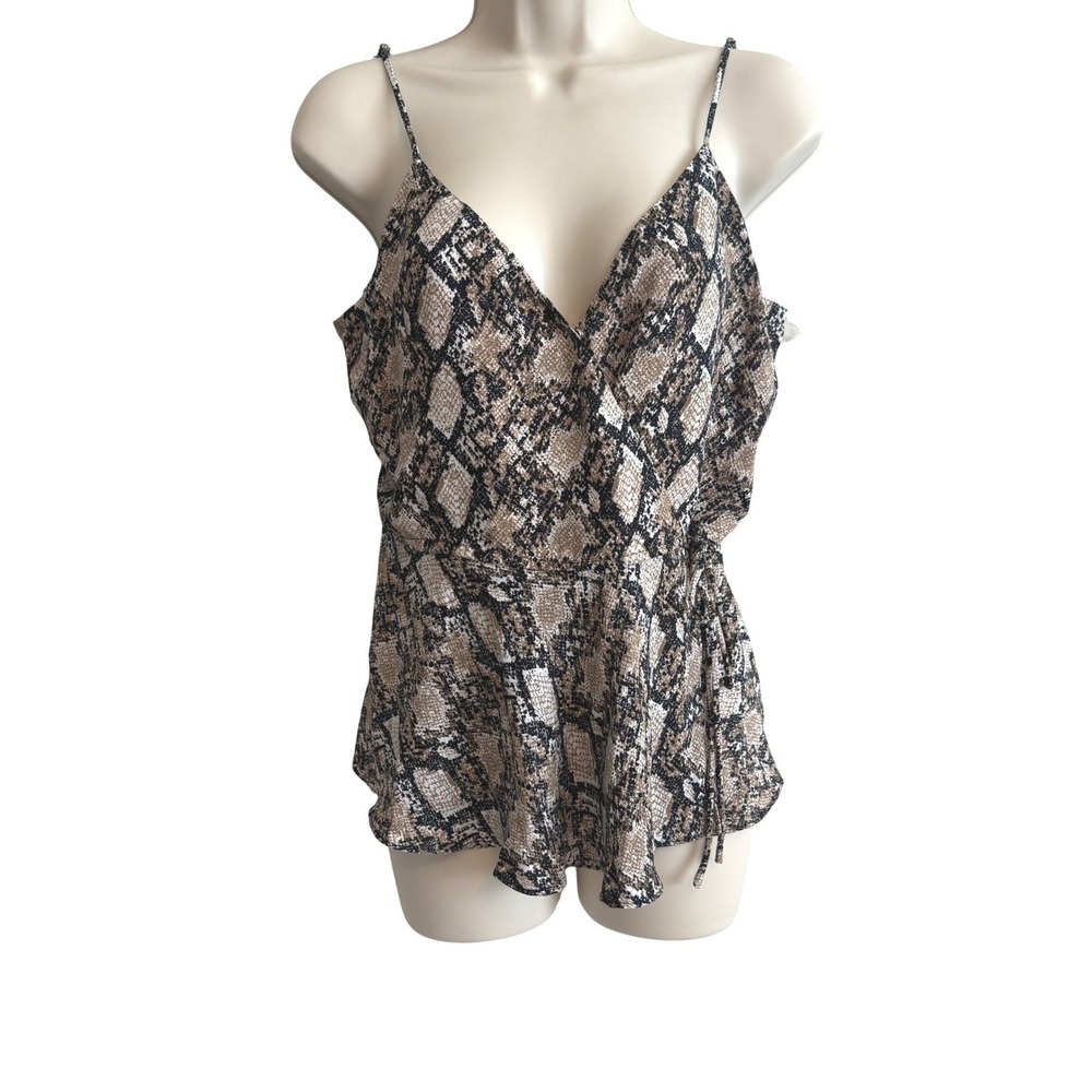 Maurices Snakeskin Print Y2K Wrap Camisole Top L Festival Fairy Date Night Boho